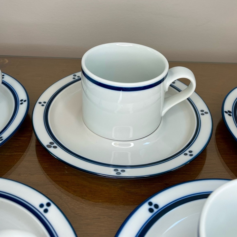 5 Dansk Bistro Christianshavn Tea Cups & Saucers 8oz 2.75" Japan 1980s Excellent